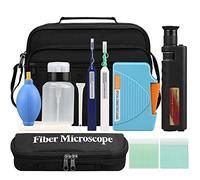 Kit de nettoyage de fibre - Kit d'outils FTTH essentiel avec microscope d'inspection et boîte de nettoyage. Outil de test complet de réseau pour un entretien optimal de la fibre. Comprend un stylo de