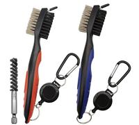 Kit de nettoyage de golf, 2 brosses de nettoyage de club de golf et nettoyeur de rainures + brosse pour tête de club de golf, accessoires de golf pour homme en microfibre avec clip rétractable pour