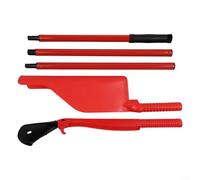 Kit de nettoyage de gouttière en plastique avec design modulaire - Outil de retrait de feuilles pour gouttières et bords de toit - 5 pièces - Rouge - Construction robuste - Facile à utiliser