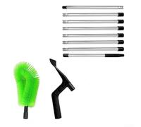 Kit de nettoyage de gouttière télescopique avec tête de brosse flexible, manche extensible de 320 cm, accessoire pelle à feuilles, acier inoxydable résistant à la rouille, noir et vert