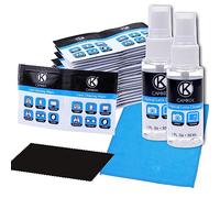 Kit de Nettoyage de lentille et d’écran - 2 flacons pulvérisateurs, 2 Chiffons en Microfibre (Taille L + S), 50 Tissus humides emballés Individuellement - pour Lunettes, Lunettes de Soleil, lentilles