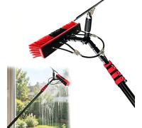 Kit de Nettoyage de Tuyau d'eau Extensible, avec Brosse télescopique alimentée en Eau et grattoir en Caoutchouc, for Le Nettoyage des Panneaux photovoltaïques et solaires(24FT)