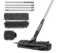 Kit de nettoyage de vitres 2 en 1 avec tige extensible à 3 niveaux et têtes, système de lavage de fenêtre rotatif de 190 cm, raclette en acier inoxydable pour fenêtres intérieures/extérieures et verre