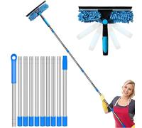 Kit de Nettoyage de vitres Outil Nettoyage raclette à vitres avec Manche d'extension à 10 Sections raclette vitre rotative 2 en 1 Manche télescopique pour la Maison la Voiture Le kit n