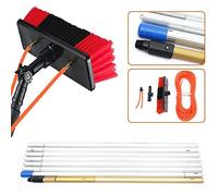 Kit de nettoyage de vitres - Poteau en alliage d'aluminium léger alimenté à l'eau, brosse pour panneaux solaires, voitures, murs - Nettoyant efficace pour vitres et panneaux solaires
