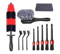 Kit de nettoyage de voiture 11 pièces avec brosse de nettoyage pour pneus de voiture pour l'extérieur et l'intérieur