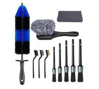 Kit de nettoyage de voiture 11 pièces comprenant une brosse de roue et des brosses de nettoyage pour le nettoyage des roues, brosse de pneu