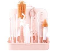 Kit de nettoyage de voyage pour biberons - Kit de nettoyage pour biberons - Kit de nettoyage de bouteille de voyage - Kit de nettoyage avec goupillon, brosse à paille, brosse à tétons, écouvillon