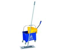 Unger 79078 Kit de Nettoyage de Sol Professionnel (avec Seau Double 15 l, serpillère en Microfibre et Support de Rabat Plat)