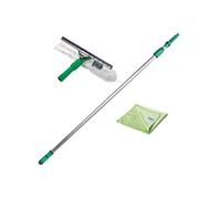 UNGER AK131 Kit de Nettoyage pour vitres 1,25 m (avec raclette pour vitres, Tige d'extension, Chiffons en Microfibre, Nettoyage sans Traces)