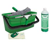 Kit de nettoyage des vitres Unger (raclette, support, housse en microfibres, seau de 12 l, produit de nettoyage, grattoir, chiffon pour vitres largeur 35 cm) AK015