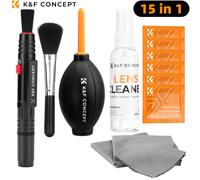 Kit de nettoyage d'objectif d'appareil photo K&F CONCEPT avec souffleur, lingettes pour lunettes, chiffon, liquide de nettoyage et stylo de nettoyage pour objectif d'appareil photo et téléphone 9 in 1