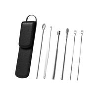 Kit de nettoyage d'oreilles en 6 pièces : curette spirale à 360°, acier inoxydable(Black)