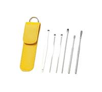 Kit de nettoyage d'oreilles en 6 pièces : curette spirale à 360°, acier inoxydable(Yellow)