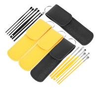Kit de Nettoyage du Cérumen Portable en Acier Inoxydable, 4 Sets | Étui Pu, Outil Ergonomique Curage, Format Compact, Lot de 24 Set de Sets de Set de Sets de Pièces au Total