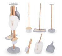 Mamabrum, kit de Nettoyage en Bois, Support de Rangement en Bois, Pelle, Balai, vadrouille avec Tampon Doux, plumeau, kit de Nettoyage pour Enfants, Balai pour Enfants