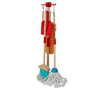 Kit de nettoyage en bois pour enfants - Balai à main, serpillère, plumeau et pelle à poussière