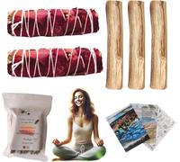 Kit De Nettoyage Énergétique Premium2 Sauge Blanche Avec Pétales De Rose + 3 Palo Santo NaturelPurification,Aromathérapie Et Méditation100 % Naturel Et Artisanal