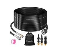 tectake® Set de Tuyau fléxible 15m pour nettoyeurs haute-pression Déboucheur canalisation Déboucheur Evier WC Douche avec 2 buses & 3 adaptateurs, Accessoires nettoyeurs haute pression