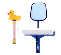 Kit de nettoyage et d'entretien de piscine avec filet d'écumage de feuilles, thermomètre et poteau