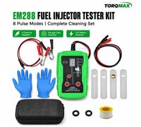 Kit de nettoyage et testeur d'injecteurs TORQMAX EM288, 8 modes d'impulsion réglables, outil de diagnostic et de nettoyage de buses d'injection 12V avec accessoires complets et mallette de rangement