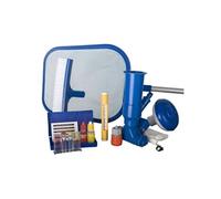 Kit de nettoyage piscine 7 pieces trousse d analyse 1 brosse 1 épuisette 1 manche