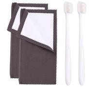 Kit de Nettoyage pour Bijoux, Comprenant 2 Chiffons de Polissage Double Face et 2 Brosses Nettoyage Ultra-Douces pour Tous Les Bijoux Boucles d'Oreilles Bagues Diamants Or