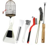 Kit De Nettoyage Pour Cage À Oiseaux 6 Pièces - Brosses Et Accessoires Pour Cages, Bains D'oiseaux, Lieux D'alimentation - Acier Inoxydable Et Plastique - Perroquets, Perruches, Hamsters, Lapins,