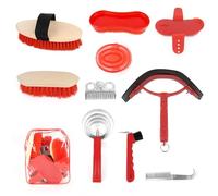 Kit de nettoyage pour chevaux, 10 pièces avec brosse souple et dure, brosse à gants en caoutchouc, étrille de massage ovale, peigne à crinière et à queue, peigne en plastique et acier inoxydable