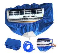 Kit de nettoyage pour climatisation split mural - Protection contre la poussière, sac de nettoyage imperméable, de avec tuyau d'eau de trois mètres - Parfait pour maison, bureau et hôtels (Bleu)