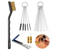 Kit de Nettoyage Pour Gicleurs de Carburateur, Ensemble Nettoyage Buses, 13 Fils 10 Aiguilles 5 Brosses 1 Outil Prélèvement 1 Brosse Métallique, Adapté Aux Voitures Motos Quads Soudeuses Gazon