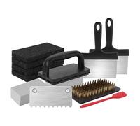 Kit de nettoyage pour gril à dessus plat - Outils de nettoyage pour barbecue - Accessoires robustes - Ustensiles de cuisine multi-usages pour camping, pique-nique, plage