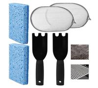 Kit de Nettoyage pour Grill Accessoires de Nettoyage Barbecue avec Éponges | Raclette de Nettoyage pour Grill pour Jardin Terrasse Camping Fête Cuisine Extérieure