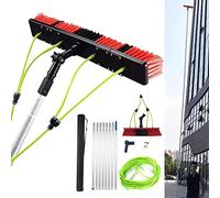 Kit de nettoyage pour panneau solaire - Tige extensible de 10 m avec tête de brosse de 30 cm pour un nettoyage efficace des fenêtres et des murs en verre, idéal pour les camions et les zones à grande
