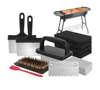 Kit de nettoyage pour pierre de cuisson | Tampons de nettoyage pour barbecue - Poignée ergonomique portable - Ensemble complet multifonction pour griller, camping, pique-nique