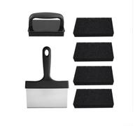 Kit de nettoyage pour plaque de cuisson, avec grattoir en acier inoxydable, brosse pour barbecue à dessus plat, poêle, surface de cuisson en fonte