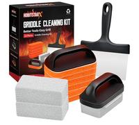 Kit de nettoyage pour plaque de cuisson Blackstone - Kit de nettoyage de 12 pièces à dessus plat - Ensemble de nettoyage de grille avec pierre de gril, grattoir à grille, tampons à récurer.