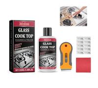 Kit de nettoyage pour plaques vitrocéramiques avec produit de polissage pour vitres - nettoyant pour vitrocéramique comprenant un grattoir pour plaques vitrocéramiques, un grattoir à verre, un chiffon
