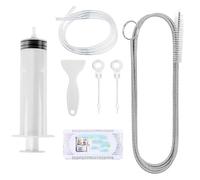 Kit de Nettoyage pour Réfrigérateur, Frigo Outils de Nettoyage, Brosse de Nettoyage + Tuyau PVC 1.55m + Pelle de Dégivrage + Seringue de 100ml + Déodorant + 2 Bouchons de Trou de Vidange