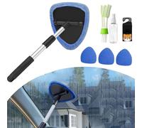 Kit de Nettoyage pour Vitre avec Manche Télescopique, Brosse Rotative à 180° pour Un Pare-Brise Impeccable, Nettoyage Pare Brise Intérieur, Accès aux Zones Difficiles (Blue)
