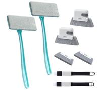 Kit de nettoyage pour vitres et rails - Lot de 8 brosses à double usage pour nettoyage humide et sec - Pièces de rechange compatibles avec verre, écrans, canapés et tapis