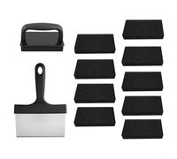 Kit de nettoyage professionnel pour plaque de cuisson, grattoir en acier inoxydable pour grilles plates, solution de nettoyage sans effort (12)