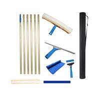 Kit de nettoyage professionnel pour vitres avec manche d'extension de 6 m, raclette de 35 cm, lame en caoutchouc et grattoir de fenêtre, idéal pour intérieur/extérieur, fenêtres hautes, jaune