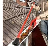 Kit de nettoyage rétractable pour gouttière, feuille de gouttière, tige en aluminium rétractable de 120 cm, outil d'entretien de jardin, rouge