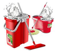 Kit de nettoyage seau et vadrouille plate avec 2 inserts en microfibre