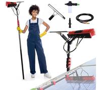 Kit de Nettoyage télescopique pour vitres, Brosse, hydronettoyeur, 3,6-10,8 m, alimenté par Eau, Distributeur de Savon, Panneaux solaires, Lavage de camions, Bus, Voitures (Brosse