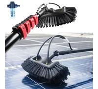 Kit de Nettoyage télescopique pour vitres, Brosse pour Panneaux solaires, Perche réglable de 9 m alimentée en Eau, Tuyau de 20 m et tête de Brosse rotative à 180°, Outil de nettoya