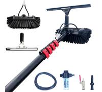 Kit de Nettoyage télescopique pour vitres étendues, Brosse et Perche réglables pour Panneaux solaires de 9 m, Brosse de Nettoyage et Perche alimentée en Eau, Outil d'équipement de