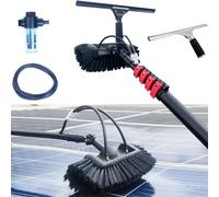 Kit de Nettoyage télescopique pour vitres Extensibles Lavage : Brosse alimentée en Eau, raclette et Distributeur de Savon, Perche Extensible de 3,6 à 10,8 m, Brosse alimentée en EA