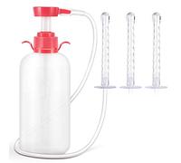 Kit de Nettoyage Vaginal, 600ml - Lavements à Pression Manuels Réutilisables avec 3 Embouts de Buse pour Douche Eau Nettoyage du Côlon Detox (Rose)
